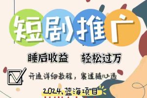 （11879期）拥有睡眠收益的短剧推广大风口项目，十分钟学会，多赛道选择，月入五位数