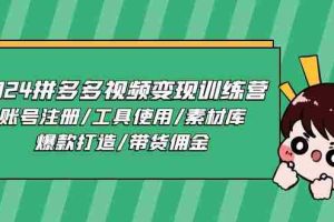 （11137期）2024拼多多视频变现训练营，账号注册/工具使用/素材库/爆款打造/带货佣金