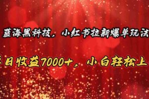 （10860期）蓝海黑科技，小红书拉新爆单玩法，单日收益7000+，小白轻松上手