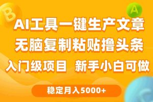（9967期）利用AI工具无脑复制粘贴撸头条收益 每天2小时 稳定月入5000+互联网入门…