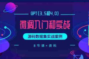 （9909期）GPT(3.5和4.0)微调入门和实战，源码数据集实战案例（8节课+资料）