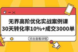 （9409期）无界高阶优化实战案例课，30天转化率10%+成交3000单（8节课）