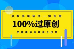 （8818期）这款手机软件一键去重，100%过原创 无脑搬运也能月入过万