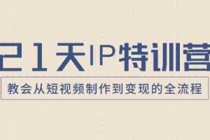 （8223期）21天IP特训营，教会从短视频制作到变现的全流程