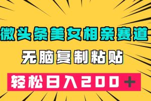 （7559期）微头条冷门美女相亲赛道，无脑复制粘贴，轻松日入200＋