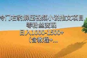 （7522期）冷门右豹解压视频小说推文项目，零粉丝变现，日入1000-1500+（附1525G素材)