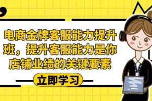 （7028期）电商-金牌客服能力-提升班，提升客服能力是你店铺业绩的关键要素！