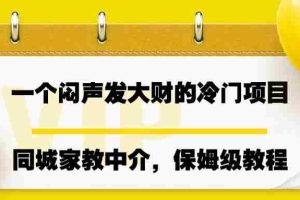 （6710期）一个闷声发大财的冷门项目，同城家教中介，操作简单，一个月变现7000+