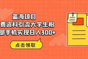 (6546期)蓝海项目,免费资料引流大学生粉一部手机实现日入300+