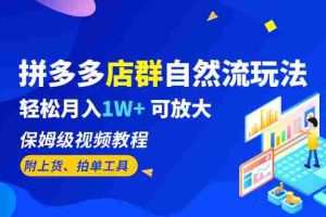 （6545期）拼多多店群自然流玩法，轻松月入1W+ 保姆级视频教程（附上货、拍单工具）