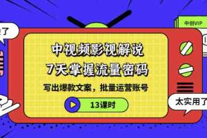 （3079期）中视频影视解说：7天掌握流量密码：写出爆款文案，批量运营账号（13课时）