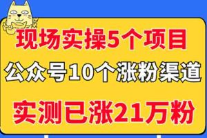 (2947期)现场实操5个公众号项目,10个涨粉渠道,实测已涨21万粉!