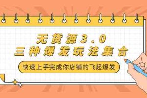 （2228期）无货源3.0三种爆发玩法集合，快速上手完成你店铺的飞起爆发
