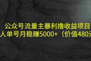 (4011期)公众号流量主暴利撸收益项目,单人单号月稳赚5000+(价值480元)