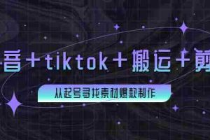 （3712期）百万粉丝博主·抖音+tiktok+搬运+剪映，从起号寻找素材爆款制作！
