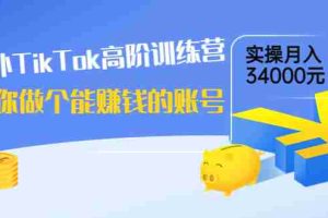 (3628期)海外TikTok高阶训练营:教你做个能赚钱的账号,实操月入34000元!