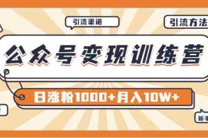 (3495期)【某公众号变现营第二期】0成本日涨粉1000+让你月赚10W+(8月24号更新)