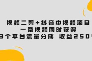（3558期）视频二剪+抖音中视频项目：一条视频获得3个平台流量分成 收益250%