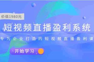 （3459期）短视频直播盈利系统 专为企业打造的短视频直播盈利课（价值1980元）