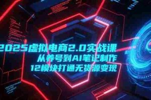 （15206期）2025虚拟电商2.0实战课，从养号到AI笔记制作，12模块打通无货源变现
