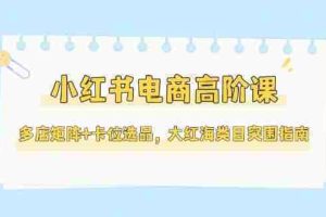 （14940期）小红书电商高阶课，多店矩阵+卡位选品，大红海类目突围指南（更新5月）