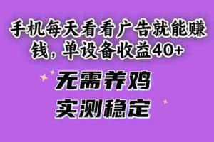 （14767期）手机每天看看广告就能赚钱，单设备收益40+ 无需养鸡，实测稳定