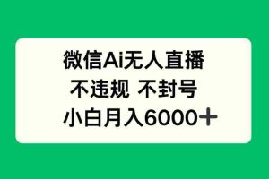 （14733期）微信AI无人直播，不违规 不封号 ，小白月入6000+