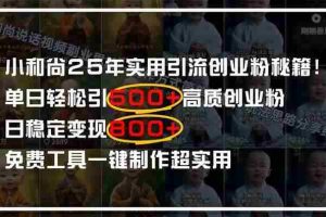 （14436期）小和尚2025年实用引流秘籍！单日轻松引500+高质量创业粉，日变现800+，…