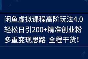 （14153期）闲鱼虚拟课程高阶玩法4.0，轻松日引200+精准创业粉，多重变现思路全程干货！