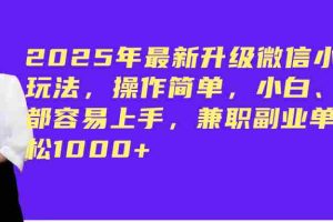 （14367期）2025年最新升级微信小程序玩法，操作简单，小白、宝妈都容易上手，兼职副业单日轻松1000+