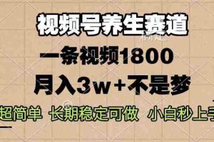 （14315期）视频号养生赛道，一条视频1800，超简单，长期稳定可做，月入3w+不是梦