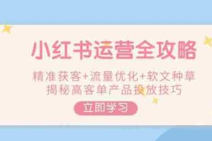 （14207期）小红书运营全攻略，精准获客+流量优化+软文种草，揭秘高客单产品投放技巧