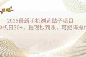 （14197期）2025手机浏览帖子单机日30+，提现秒到账，可矩阵操作
