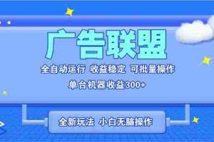 （13842期）全新广告联盟最新玩法 全自动脚本运行单机300+ 项目稳定新手小白可做