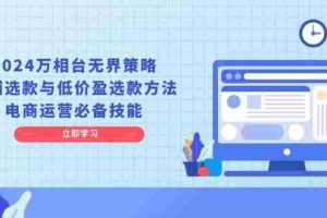 （13633期）2024万相台无界策略，店铺选款与低价盈选款方法，电商运营必备技能