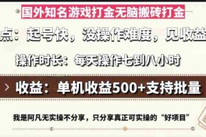 （13307期）国外知名游戏打金无脑搬砖单机收益500，每天操作七到八个小时