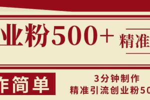 （13073期）3分钟制作精准引流创业粉500+操作简单