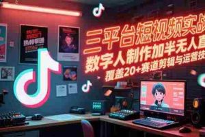 （15265期）三平台短视频实战课，数字人制作加半无人直播，覆盖20+赛道剪辑与运营技巧