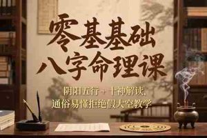 （15283期）零基础八字命理课，阴阳五行+十神解读，通俗易懂拒绝假大空教学