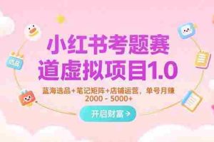 （15398期）小红书考题赛道虚拟项目1.0，蓝海选品+笔记矩阵+店铺运营，单号月赚5000+