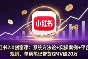 （16162期）小红书2.0创富课：系统方法论+实操案例+平台规则，单条笔记带货GMV破20万