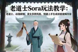 (16862期)老道士Sora玩法教学:老道士、动漫剧情、美女多种风格,快速上手生成创意视频内容