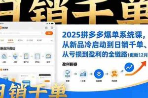 （16894期）2025拼多多爆单系统课，从新品冷启动到日销千单、从亏损到盈利的全链路（更新12月）