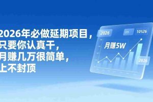 （17187期）2026年延期项目，只要你认真干，月赚几万很简单，上不封顶
